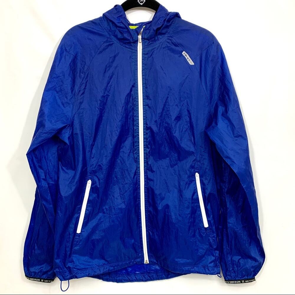Hind 24/7 365 Run Running Light Hooded Windbreaker Jacket Blue Small